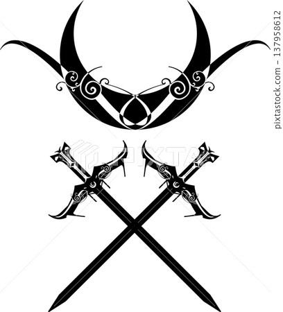 lilith symbol vector tattoo art - moon sword tattoo idea, design, art, logo, eps10 lilith symbol vector tattoo art - moon sword tattoo idea, design, art, logo, eps10 137958612