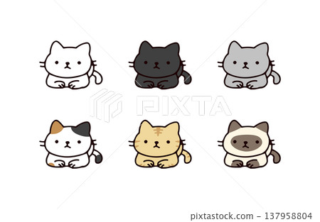 一組不同類型貓的插圖 137958804