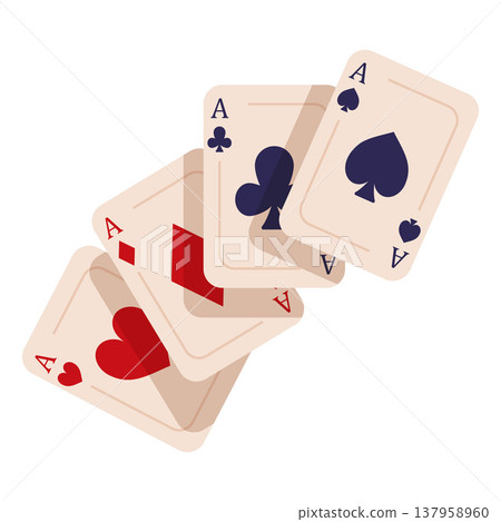 Playing cards: aces, hearts, diamonds, clubs, and spades. 137958960