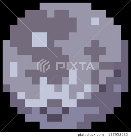 A round pixelated planet, moon, rock, or meteorite, 8-bit. 137958983