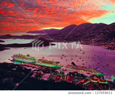 The stunning view of Charlotte Amalie Harbour on St. Thomas Island The stunning view of Charlotte Amalie Harbour on St. Thomas Island 137959013