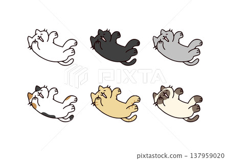 A set of illustrations of various types of affectionate cats. A set of illustrations of various types of affectionate cats. 137959020