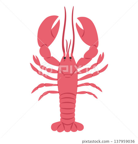Lobster, cancer with claws flat vector icon, aquatic creature crayfish, underwater wildlife animal Mediterranean seafood 137959036
