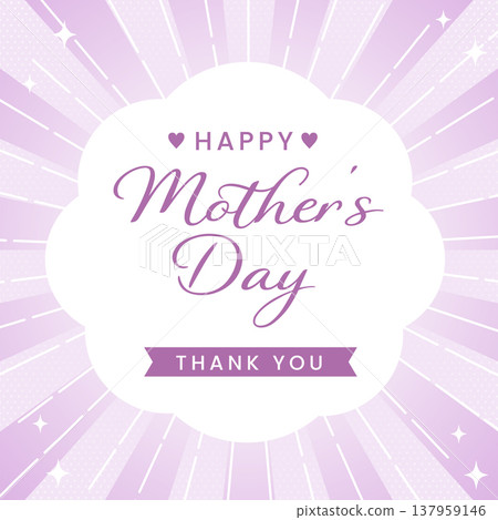 Mother's Day banner template with purple radial background and sales speech bubble elements. 137959146