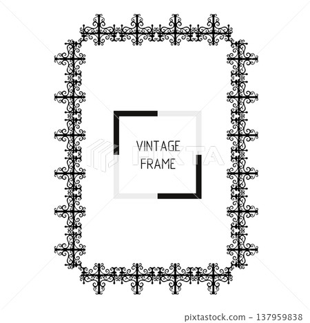 Vintage Ornamental Frame Elegant  Border on a white background, JPG, 300 dpi 137959838