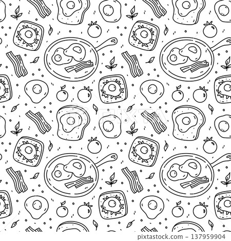 Seamless hand-drawn breakfast pattern  137959904