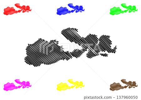 Sumbawa island (Republic of Indonesia, Lesser Sunda Islands, South East Asia) map vector illustration, scribble sketch Sumbawa map 137960050