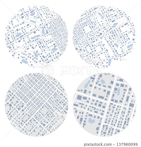 Set of Gps map navigation. View from above road map. Detailed view of city. Abstract background. Flat style, Vector, illustration isolated 137960099