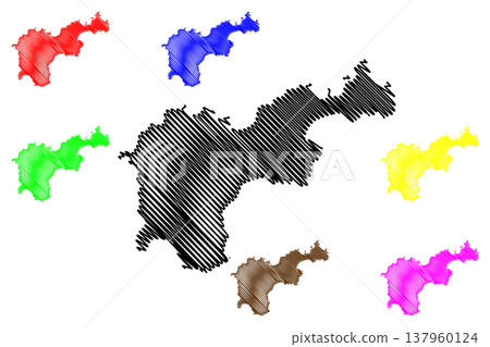 Tiree island (United Kingdom of Great Britain and Northern Ireland, Scotland, Inner Hebrides) map vector illustration, scribble sketch Isle of Tiriodh map 137960124