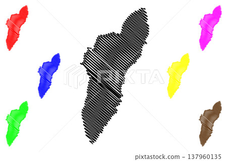 Tromsoya island (Kingdom of Norway) map vector illustration, scribble sketch Romssasuolu map Tromsoya island (Kingdom of Norway) map vector illustration, scribble sketch Romssasuolu map 137960135