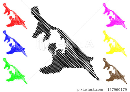 Usedom island (Baltic Sea, Germany, Poland) map vector illustration, scribble sketch Uznam, Sunny Island map Usedom island (Baltic Sea, Germany, Poland) map vector illustration, scribble sketch Uznam, Sunny Island map 137960179