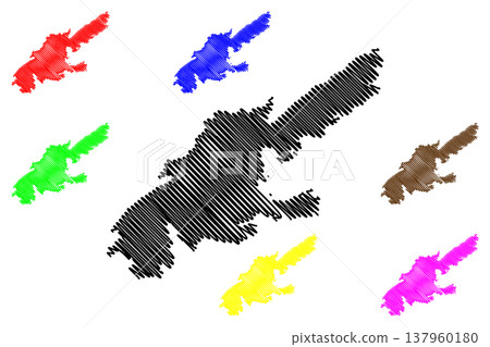 Uto island (Kingdom of Sweden, Stockholm archipelago) map vector illustration, scribble sketch Uto map 137960180