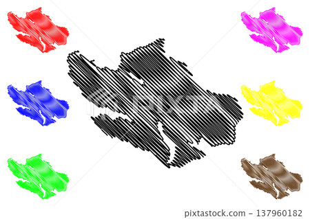 Vagar island (Kingdom of Denmark, Faroe Islands) map vector illustration, scribble sketch Vago map 137960182
