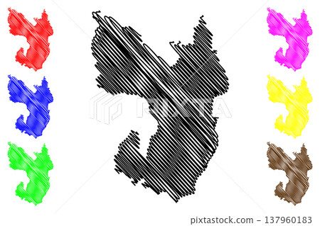 Vagsoy island (Kingdom of Norway) map vector illustration, scribble sketch Vagsoy map 137960183