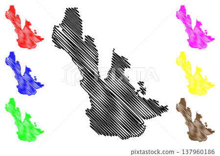 Vanna island (Kingdom of Norway, Troms) map vector illustration, scribble sketch Vannoya map 137960186