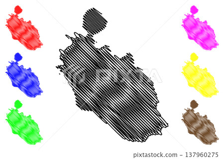 Vulcano island (Aeolian Islands, Italian Republic, Italy) map vector illustration, scribble sketch Isola del Vulcan map Vulcano island (Aeolian Islands, Italian Republic, Italy) map vector illustration, scribble sketch Isola del Vulcan map 137960275