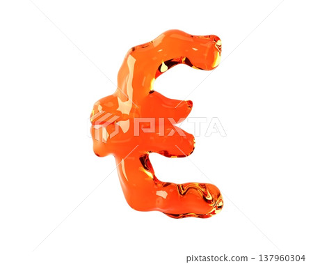 Symbol made of orange amber like material Symbol made of orange amber like material 137960304