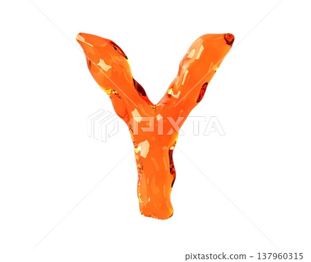 Letters made of orange amber like material Letters made of orange amber like material 137960315