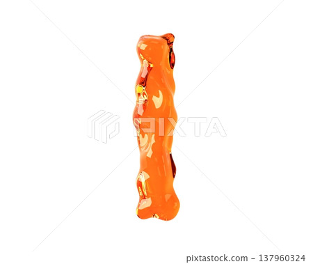 Letters made of orange amber like material Letters made of orange amber like material 137960324