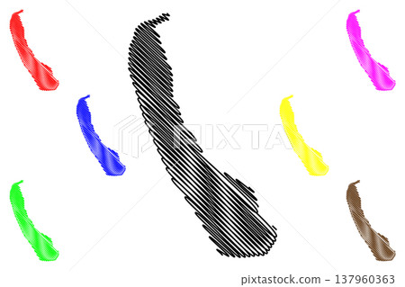 Walney island (United Kingdom of Great Britain and Northern Ireland, England) map vector illustration, scribble sketch Isle of Walney map Walney island (United Kingdom of Great Britain and Northern Ireland, England) map vector illustration, scribble sketch Isle of Walney map 137960363