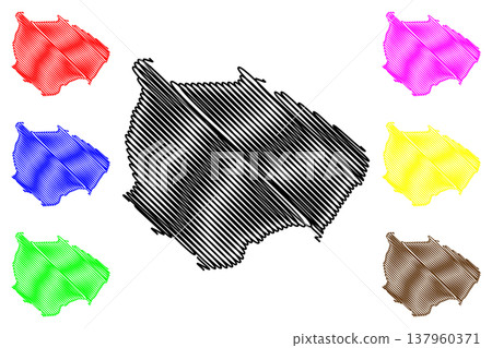 Wilhelm island (Kingdom of Norway, Svalbard Archipelago) map vector illustration, scribble sketch Wilhelm map 137960371