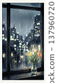 Smartphone screen 9:16 Tulips on a rainy night window 137960720