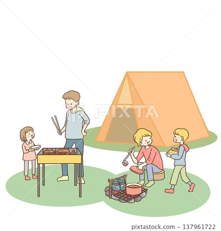 Illustration of a family camping 137961722