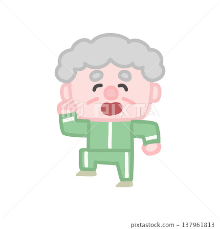 一組可愛的插圖,描繪了穿著運動服鍛鍊的老年男性。 一組可愛的插圖,描繪了穿著運動服鍛鍊的老年男性。 137961813