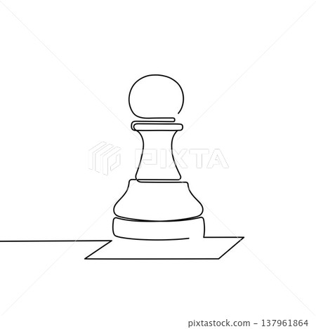 Continuous line drawing of chess piece. Chess pawn. Minimalist black linear sketch isolated on white background. Hand drawn vector illustration. Continuous line drawing of chess piece. Chess pawn. Minimalist black linear sketch isolated on white background. Hand drawn vector illustration. 137961864