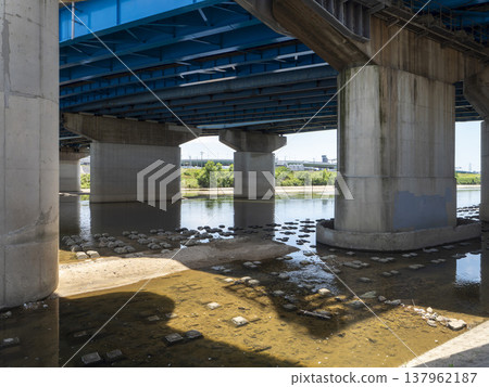 Yamato River and bridge piers Yamato River and bridge piers 137962187