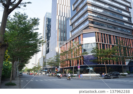 The streets of Phu My Hung, District 7, an upscale residential area in Ho Chi Minh City The streets of Phu My Hung, District 7, an upscale residential area in Ho Chi Minh City 137962288