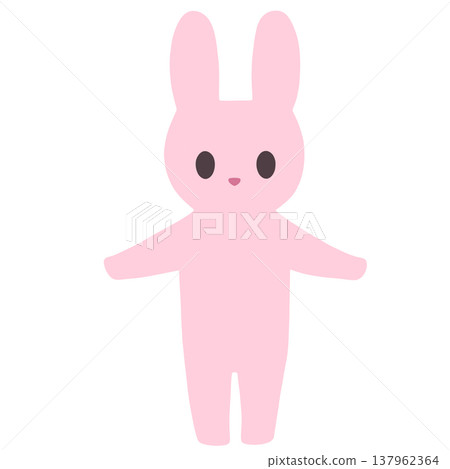 A pink rabbit standing with its arms outstretched. A pink rabbit standing with its arms outstretched. 137962364