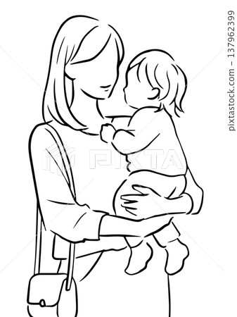 一位母親面帶微笑地抱著她的寶寶——育嬰假制度 137962399