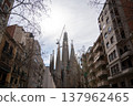 Sagrada Familia as seen from the streets of Barcelona 137962465