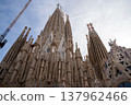 Sagrada Familia shining against the blue sky 137962466