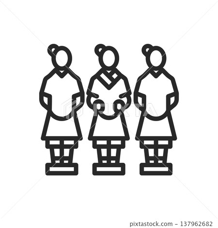 Terracotta Army Icon. Ancient Chinese Warrior Statues. Minimalistic Linear Symbol of Imperial Heritage, Archaeology, and History. Terracotta Army Icon. Ancient Chinese Warrior Statues. Minimalistic Linear Symbol of Imperial Heritage, Archaeology, and History. 137962682