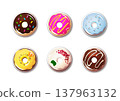 Puffy, sticker-like colorful donuts 137963132