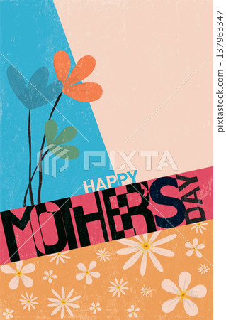 Happy mother's day greeting card, banner or poster hand drawn retro style template Happy mother's day greeting card, banner or poster hand drawn retro style template 137963347