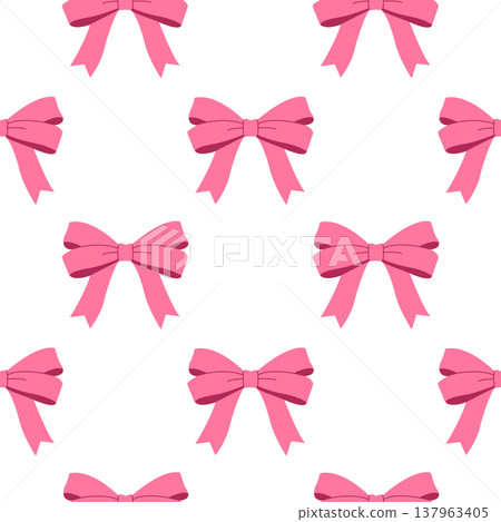 Classic pink ribbon bows seamless pattern for elegant textile and print design Classic pink ribbon bows seamless pattern for elegant textile and print design 137963405