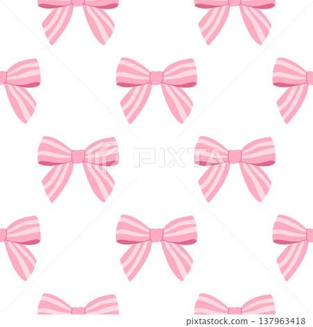 Lovely pink striped bow seamless pattern ideal for wrapping paper and textiles Lovely pink striped bow seamless pattern ideal for wrapping paper and textiles 137963418