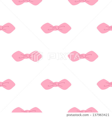 Minimalist light pink bow seamless pattern perfect for baby shower backgrounds Minimalist light pink bow seamless pattern perfect for baby shower backgrounds 137963421