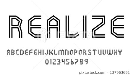Set of alphabets font letters and numbers modern abstract design with lines vector illustration 137963691