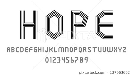 Set of alphabets font letters and numbers modern abstract design with lines vector illustration Set of alphabets font letters and numbers modern abstract design with lines vector illustration 137963692