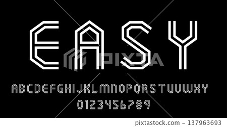Set of alphabets font letters and numbers modern abstract design with lines vector illustration Set of alphabets font letters and numbers modern abstract design with lines vector illustration 137963693