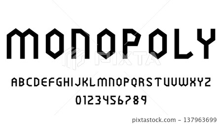 Set of alphabets font letters and numbers modern abstract design vector illustration 137963699