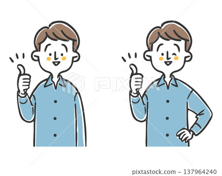 男子豎起大拇指（上半身） - 向量圖 137964240