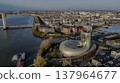 FRANCE, GIRONDE, BORDEAUX, AERIAL VIEW OF THE CITE DU VIN DESIGNED BY THE ARCHITECTS OF THE XTU 137964677