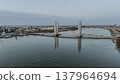 FRANCE, GIRONDE, BORDEAUX, AERIAL VIEW OF THE CHABAN-DELMAS LIFT BRIDGE OVER THE GARONNE RIVER IN 137964694