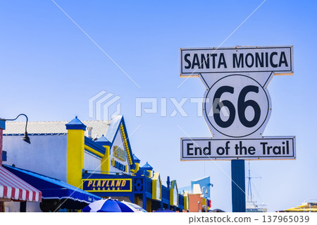 Santa Monica Pier, Los Angeles, Route 66 End Sign Santa Monica Pier, Los Angeles, Route 66 End Sign 137965039