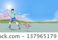 A boy is performing acrobatic spinning top tricks in a park (background image for adding text). A boy is performing acrobatic spinning top tricks in a park (background image for adding text). 137965179